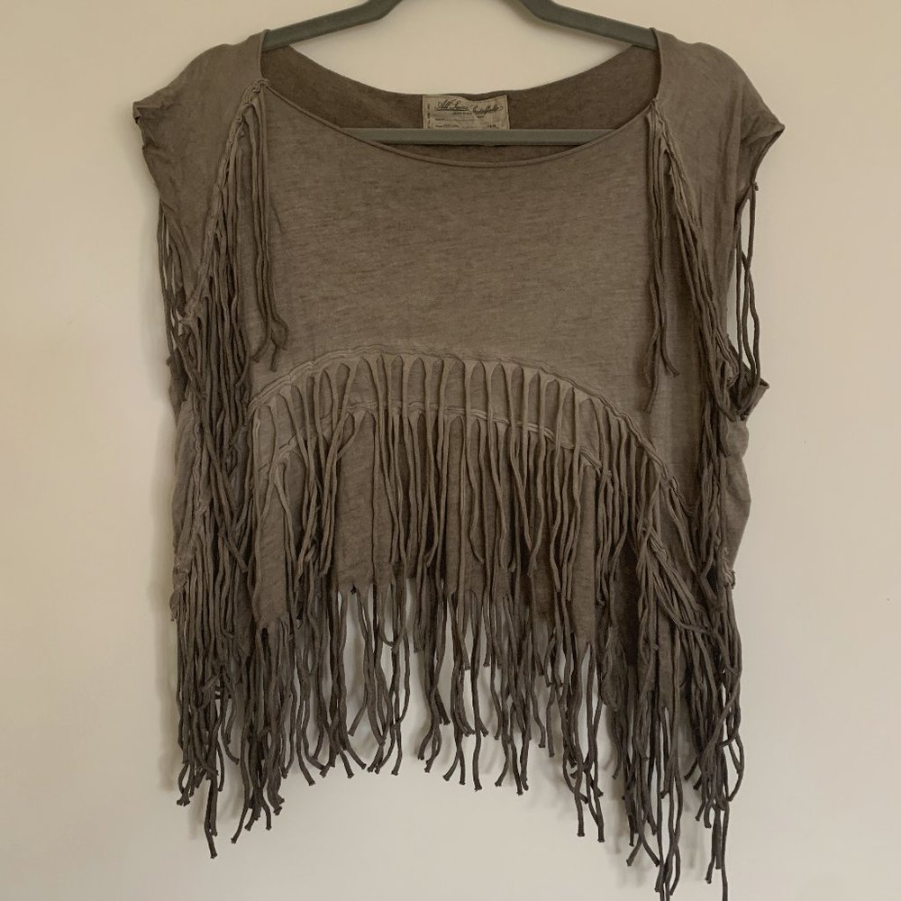 All Saints Fringe Crop Top